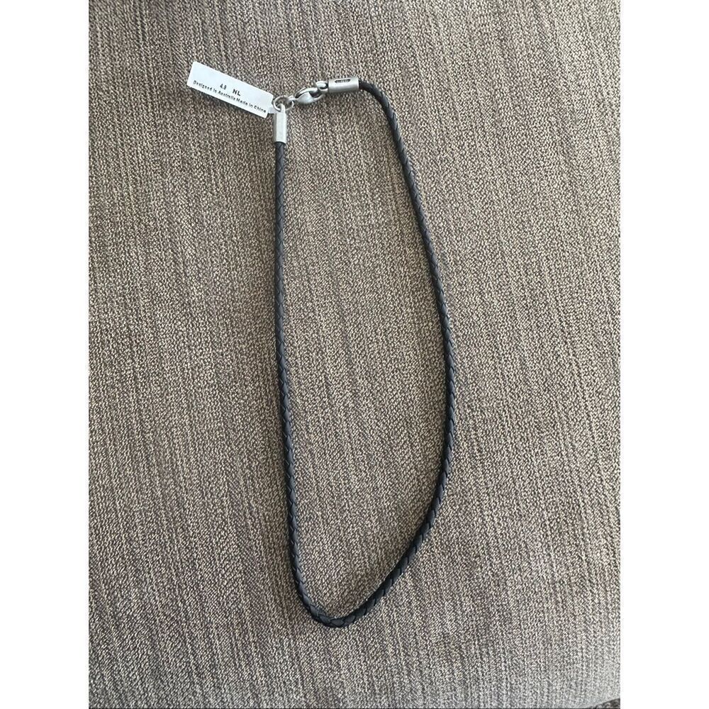 BICO Australia NWT Black Braided Leather Cord Necklace 16”